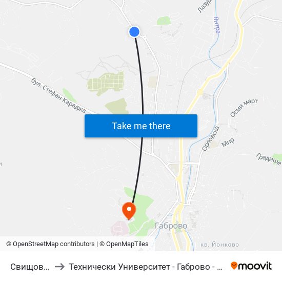 Свищовска to Технически Университет - Габрово - 6 Корпус map