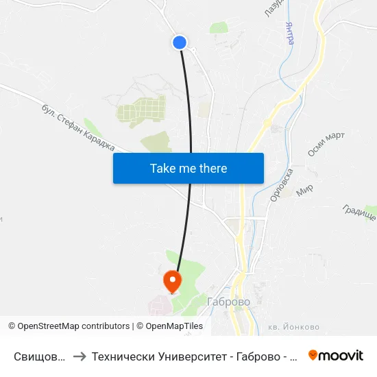 Свищовска to Технически Университет - Габрово - 6 Корпус map