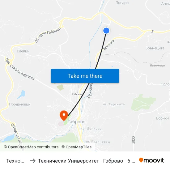 Техномат to Технически Университет - Габрово - 6 Корпус map
