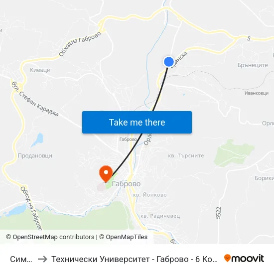 Симат to Технически Университет - Габрово - 6 Корпус map