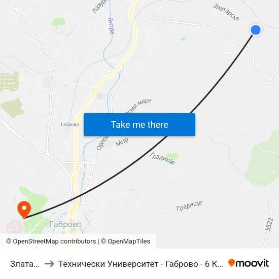 Златари to Технически Университет - Габрово - 6 Корпус map