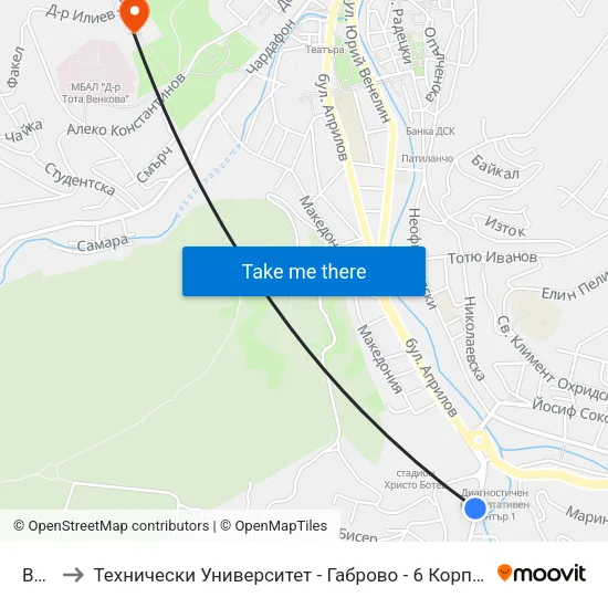 Вик to Технически Университет - Габрово - 6 Корпус map