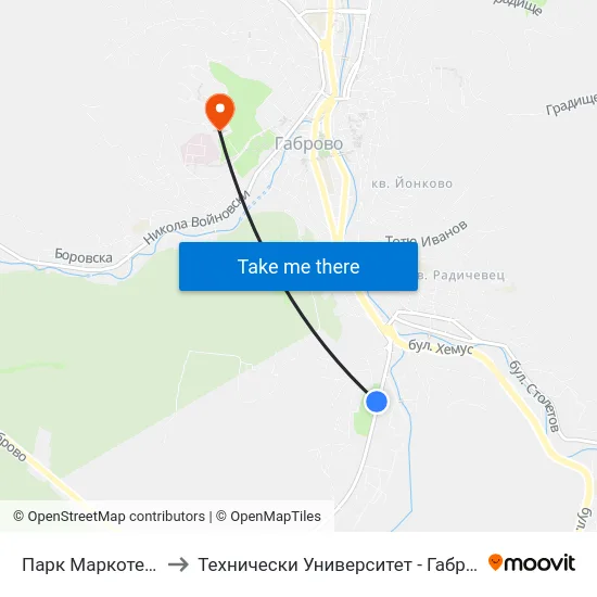 Парк Маркотея (Буря) to Технически Университет - Габрово - 6 Корпус map