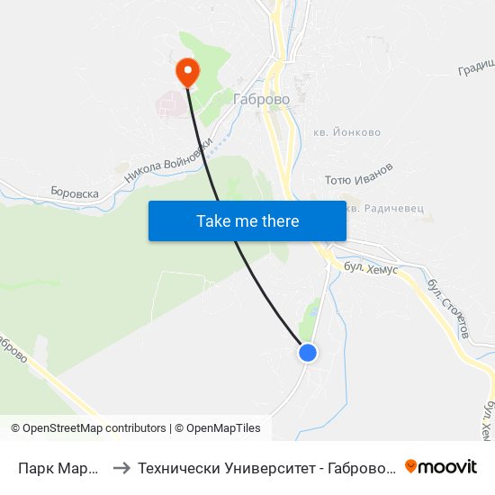 Парк Маркотея to Технически Университет - Габрово - 6 Корпус map