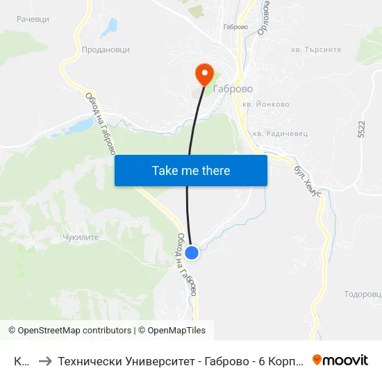 Кат to Технически Университет - Габрово - 6 Корпус map