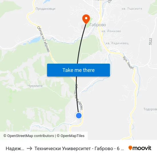 Надежда to Технически Университет - Габрово - 6 Корпус map
