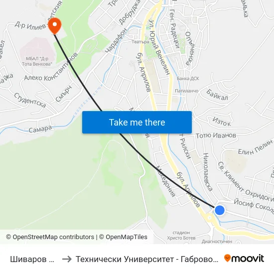 Шиваров Мост to Технически Университет - Габрово - 6 Корпус map