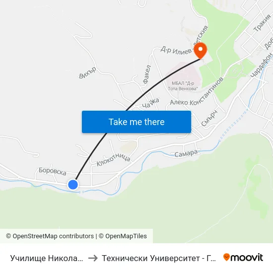 Училище Никола Войновски to Технически Университет - Габрово - 6 Корпус map