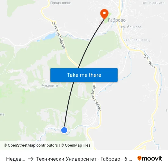 Недевци to Технически Университет - Габрово - 6 Корпус map