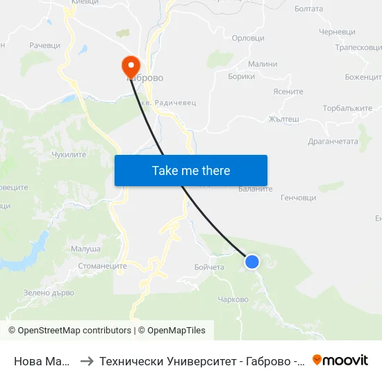 Нова Махала to Технически Университет - Габрово - 6 Корпус map