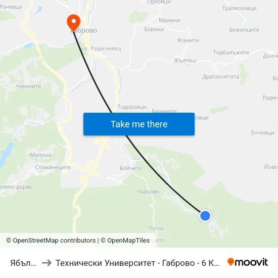 Ябълка to Технически Университет - Габрово - 6 Корпус map