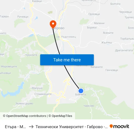 Етъра - Музея to Технически Университет - Габрово - 6 Корпус map