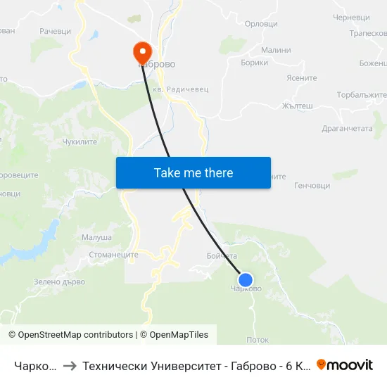 Чарково to Технически Университет - Габрово - 6 Корпус map