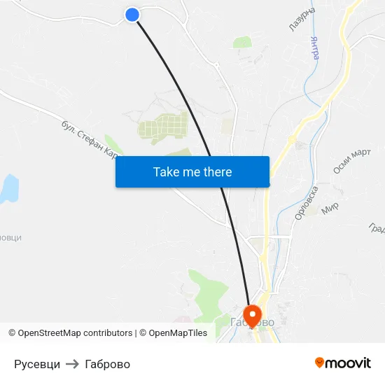 Русевци to Габрово map