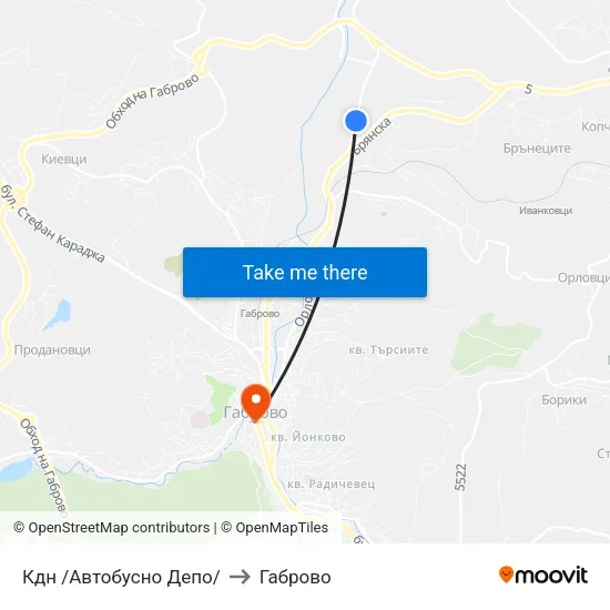 Кдн /Автобусно Депо/ to Габрово map