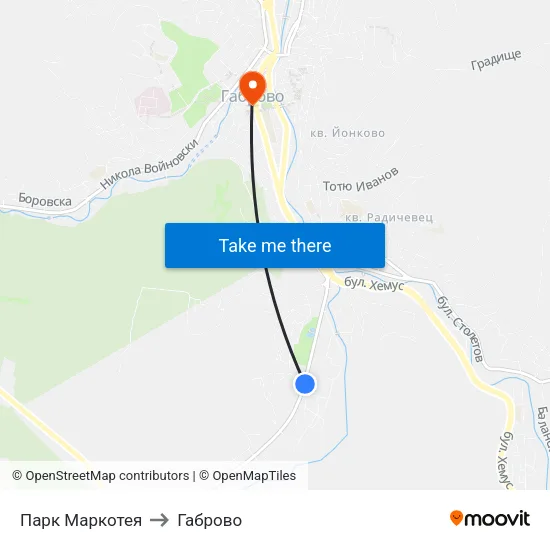 Парк Маркотея to Габрово map
