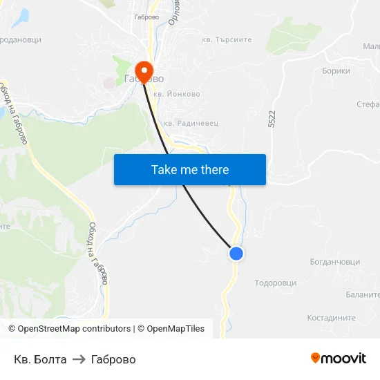 Кв. Болта to Габрово map