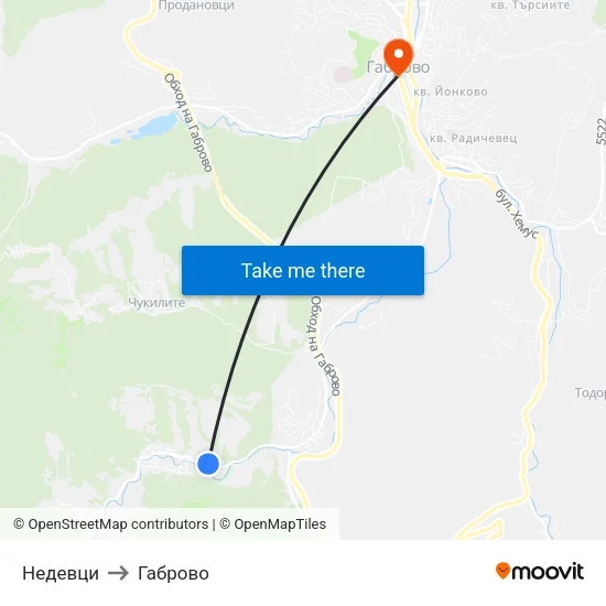 Недевци to Габрово map
