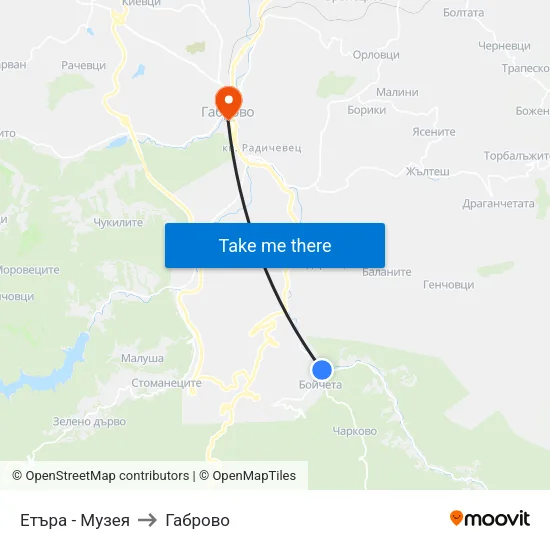 Етъра - Музея to Габрово map