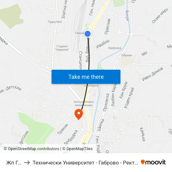 Жп Гара to Технически Университет - Габрово - Ректорат (Корпус 3) map