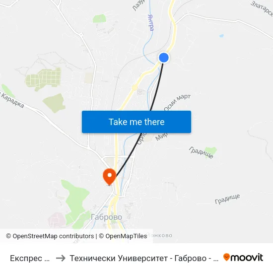 Експрес Сервиз to Технически Университет - Габрово - Ректорат (Корпус 3) map
