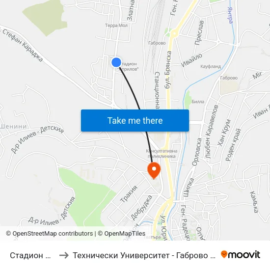 Стадион Априлов to Технически Университет - Габрово - Ректорат (Корпус 3) map