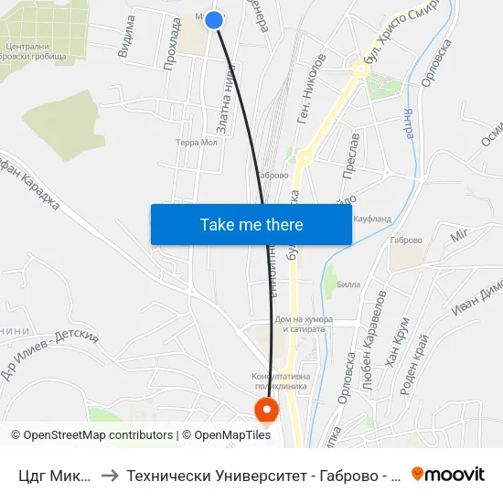 Цдг Мики Маус to Технически Университет - Габрово - Ректорат (Корпус 3) map