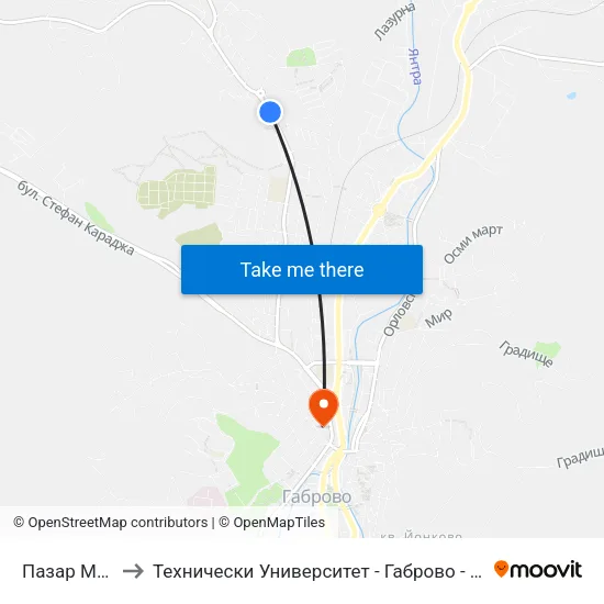 Пазар Младост to Технически Университет - Габрово - Ректорат (Корпус 3) map