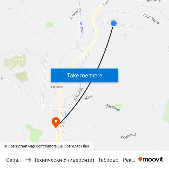 Сараните to Технически Университет - Габрово - Ректорат (Корпус 3) map