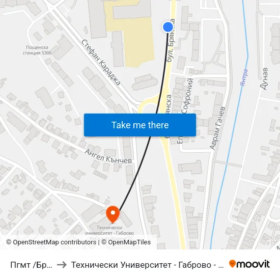 Пгмт /Брянска/ to Технически Университет - Габрово - Ректорат (Корпус 3) map