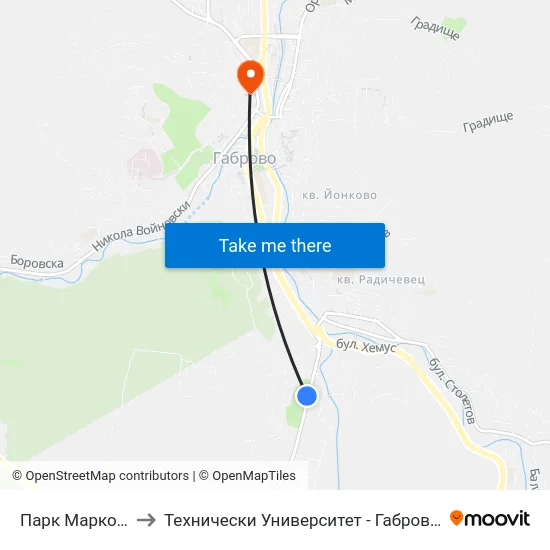 Парк Маркотея (Буря) to Технически Университет - Габрово - Ректорат (Корпус 3) map