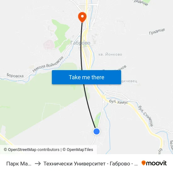 Парк Маркотея to Технически Университет - Габрово - Ректорат (Корпус 3) map
