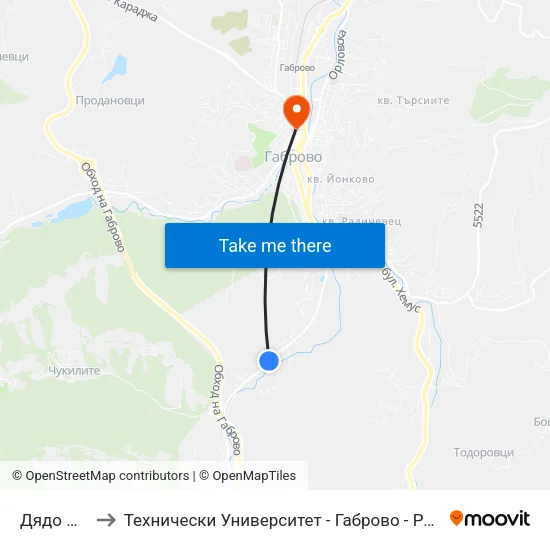 Дядо Дянко to Технически Университет - Габрово - Ректорат (Корпус 3) map