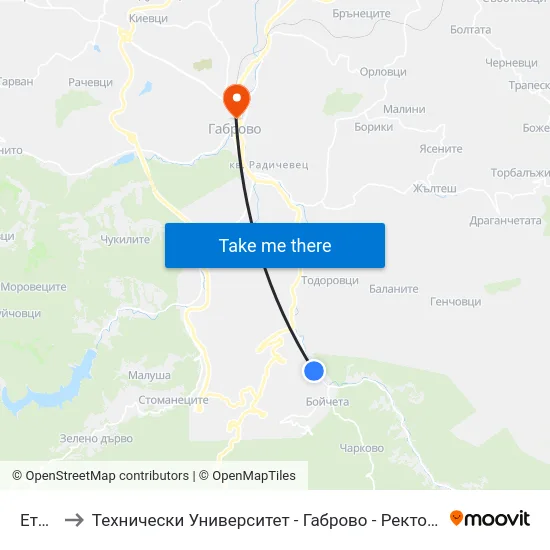 Етъра to Технически Университет - Габрово - Ректорат (Корпус 3) map
