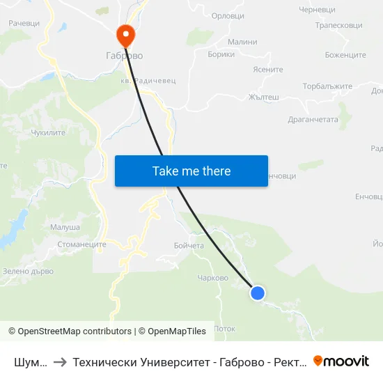 Шумели to Технически Университет - Габрово - Ректорат (Корпус 3) map