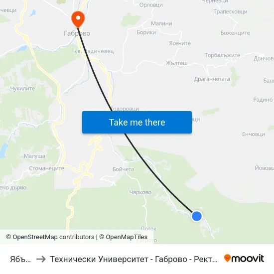 Ябълка to Технически Университет - Габрово - Ректорат (Корпус 3) map