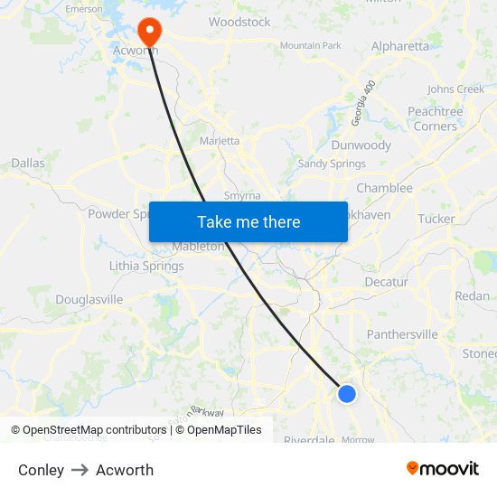 Conley to Acworth map