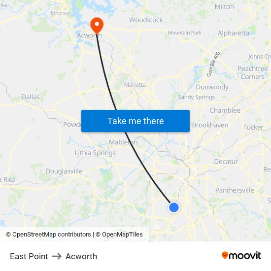 East Point to Acworth map