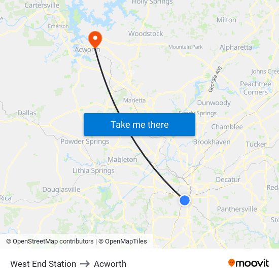 West End Station to Acworth map