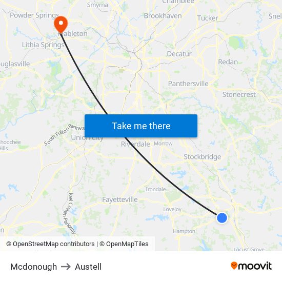 Mcdonough to Mcdonough map