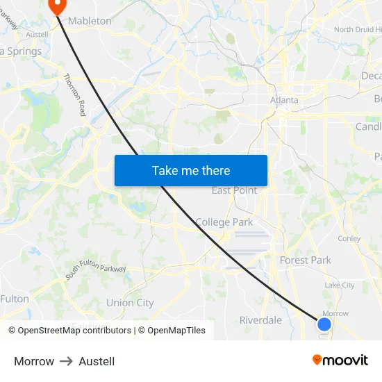 Morrow to Austell map
