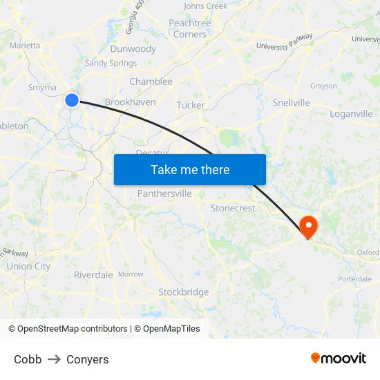 Cobb to Conyers map
