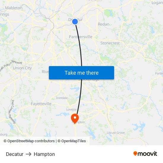 Decatur to Hampton map