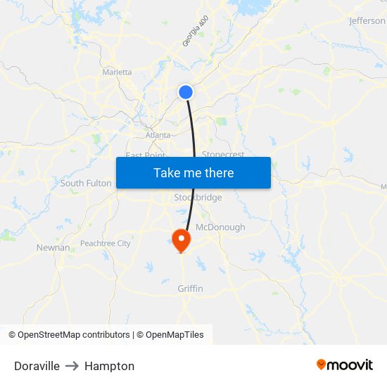 Doraville to Hampton map