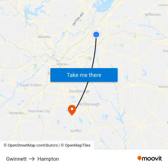 Gwinnett to Hampton map
