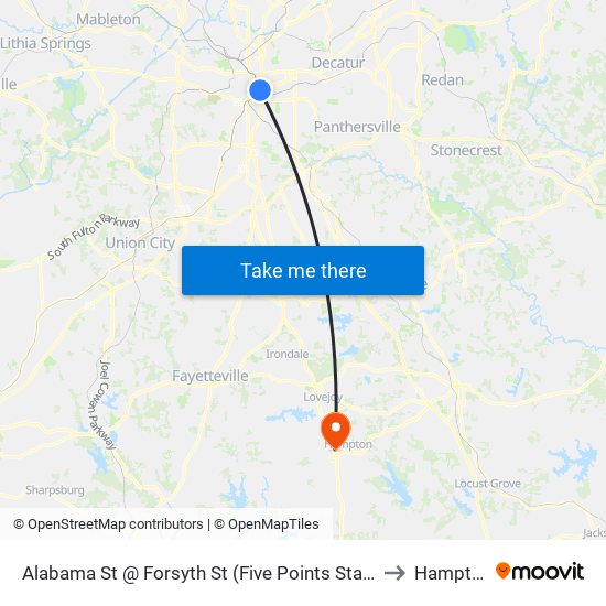 Alabama St @ Forsyth St (Five Points Station) to Hampton map