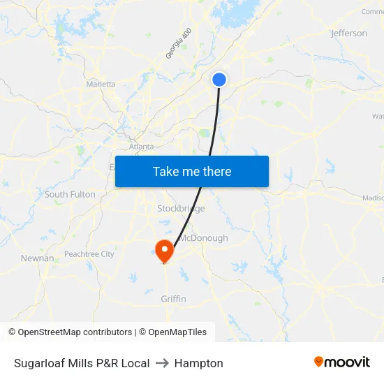 Sugarloaf Mills P&R Local to Hampton map