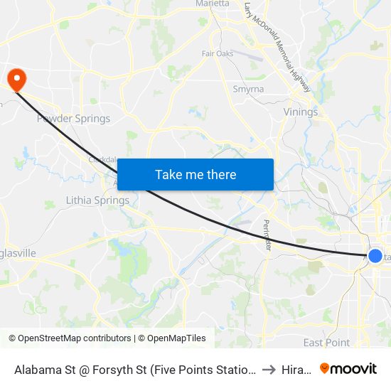 Alabama St @ Forsyth St (Five Points Station) to Hiram map