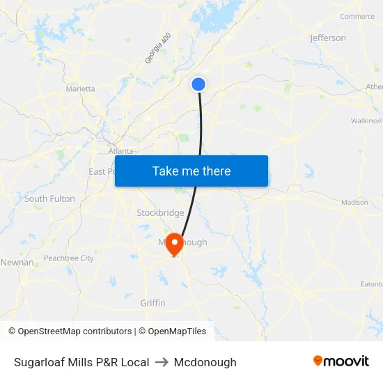 Sugarloaf Mills P&R Local to Mcdonough map