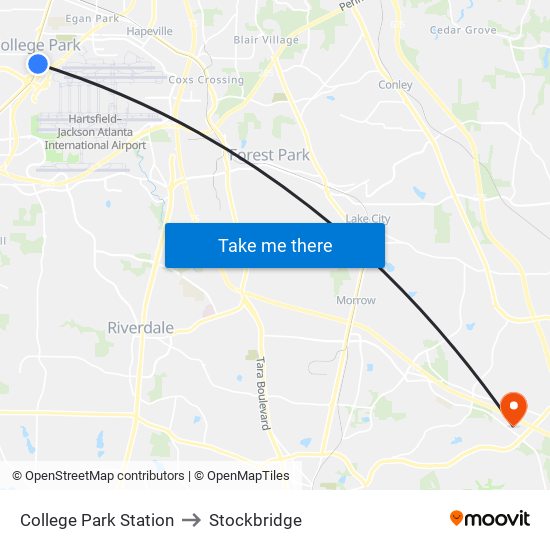 College Park Station to Stockbridge map